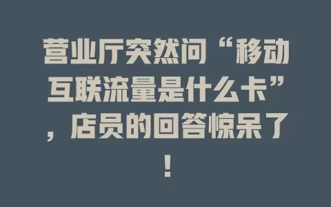 营业厅突然问“移动互联流量是什么卡”，店员的回答惊呆了！