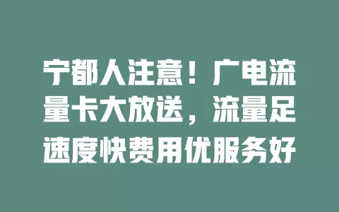 宁都人注意！广电流量卡大放送，流量足速度快费用优服务好