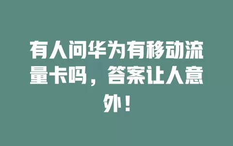 有人问华为有移动流量卡吗，答案让人意外！