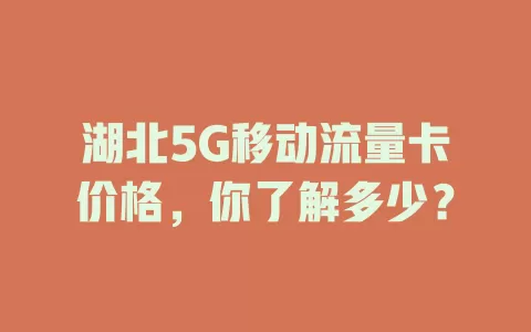 湖北5G移动流量卡价格，你了解多少？