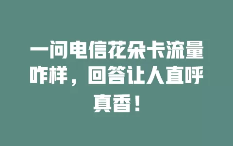 一问电信花朵卡流量咋样，回答让人直呼真香！