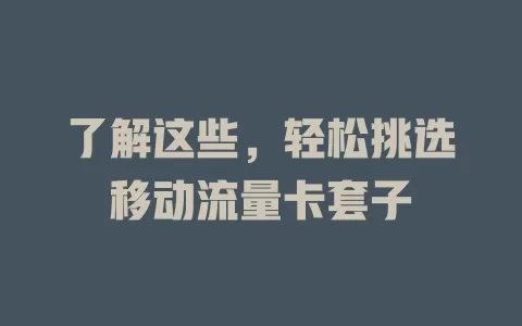 了解这些，轻松挑选移动流量卡套子