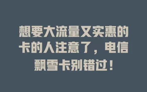 想要大流量又实惠的卡的人注意了，电信飘雪卡别错过！