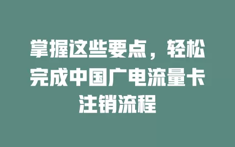 掌握这些要点，轻松完成中国广电流量卡注销流程