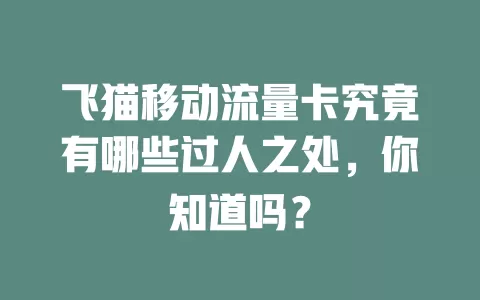 飞猫移动流量卡究竟有哪些过人之处，你知道吗？