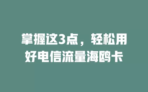 掌握这3点，轻松用好电信流量海鸥卡