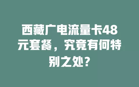 西藏广电流量卡48元套餐，究竟有何特别之处？
