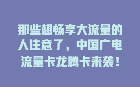 那些想畅享大流量的人注意了，中国广电流量卡龙腾卡来袭！