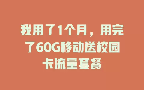 我用了1个月，用完了60G移动送校园卡流量套餐
