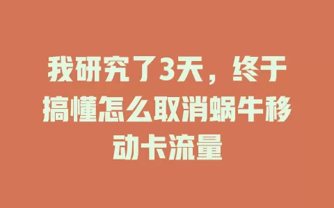 我研究了3天，终于搞懂怎么取消蜗牛移动卡流量