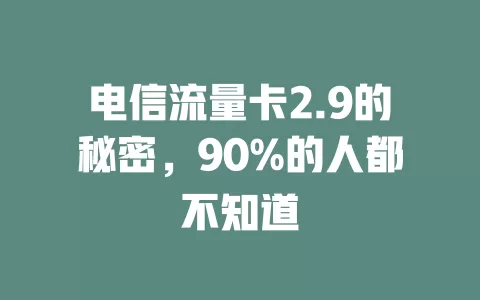 电信流量卡2.9的秘密，90%的人都不知道