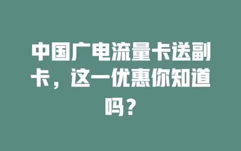 中国广电流量卡送副卡，这一优惠你知道吗？