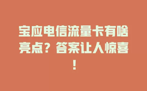 宝应电信流量卡有啥亮点？答案让人惊喜！