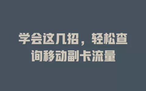 学会这几招，轻松查询移动副卡流量