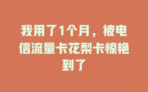 我用了1个月，被电信流量卡花梨卡惊艳到了