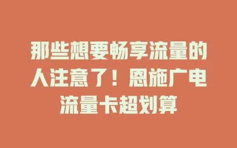 那些想要畅享流量的人注意了！恩施广电流量卡超划算