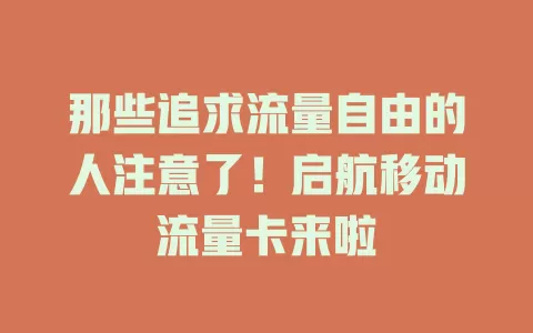 那些追求流量自由的人注意了！启航移动流量卡来啦