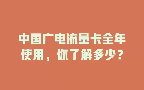 中国广电流量卡全年使用，你了解多少？