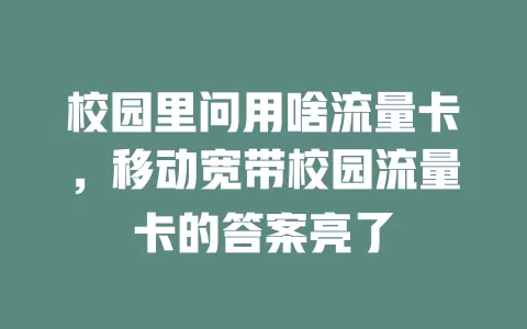 校园里问用啥流量卡，移动宽带校园流量卡的答案亮了