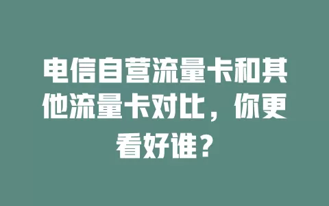 电信自营流量卡和其他流量卡对比，你更看好谁？