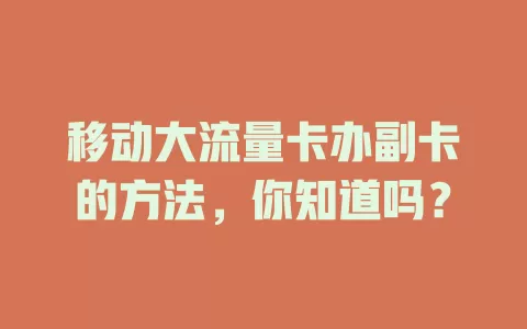 移动大流量卡办副卡的方法，你知道吗？