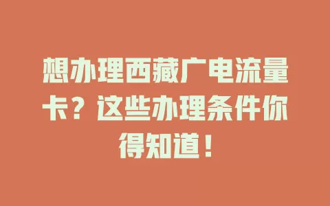 想办理西藏广电流量卡？这些办理条件你得知道！