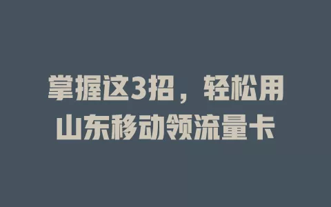 掌握这3招，轻松用山东移动领流量卡
