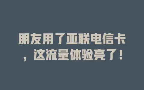 朋友用了亚联电信卡，这流量体验亮了！