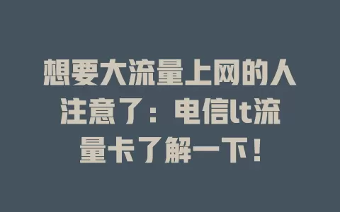想要大流量上网的人注意了：电信lt流量卡了解一下！