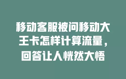 移动客服被问移动大王卡怎样计算流量，回答让人恍然大悟