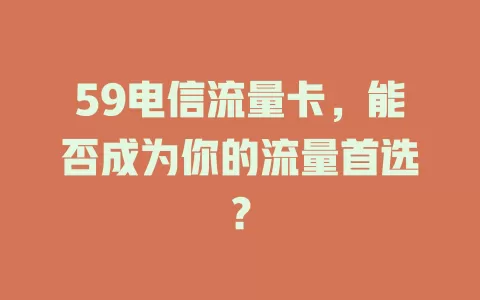 59电信流量卡，能否成为你的流量首选？