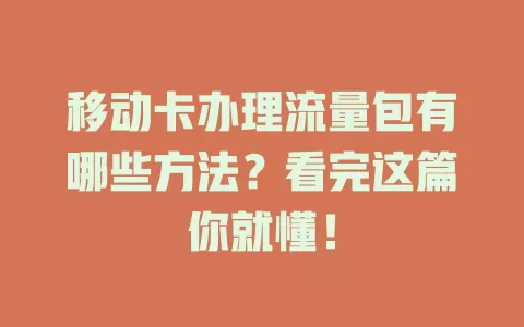 移动卡办理流量包有哪些方法？看完这篇你就懂！