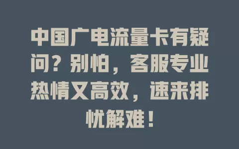 中国广电流量卡有疑问？别怕，客服专业热情又高效，速来排忧解难！