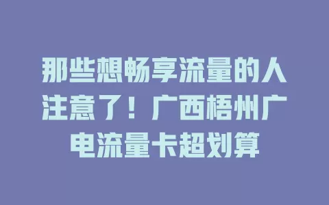 那些想畅享流量的人注意了！广西梧州广电流量卡超划算