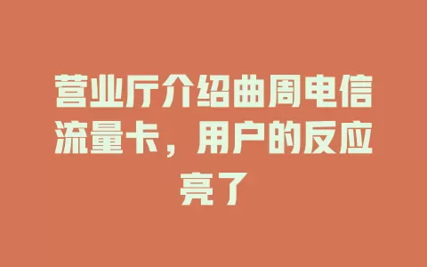 营业厅介绍曲周电信流量卡，用户的反应亮了