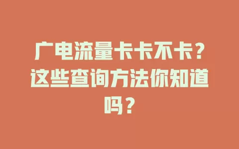 广电流量卡卡不卡？这些查询方法你知道吗？