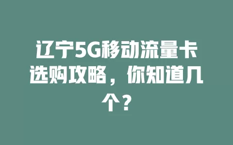 辽宁5G移动流量卡选购攻略，你知道几个？
