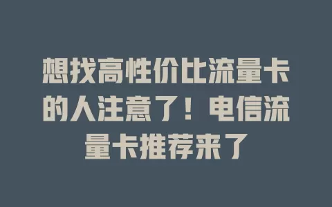 想找高性价比流量卡的人注意了！电信流量卡推荐来了