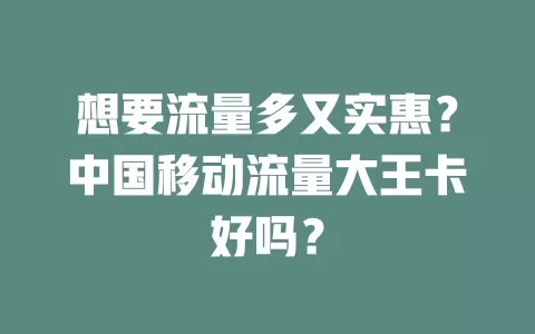 想要流量多又实惠？中国移动流量大王卡好吗？