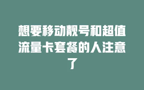 想要移动靓号和超值流量卡套餐的人注意了