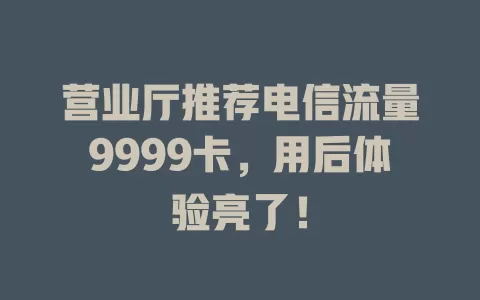 营业厅推荐电信流量9999卡，用后体验亮了！