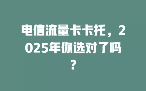 电信流量卡卡托，2025年你选对了吗？