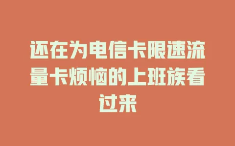 还在为电信卡限速流量卡烦恼的上班族看过来