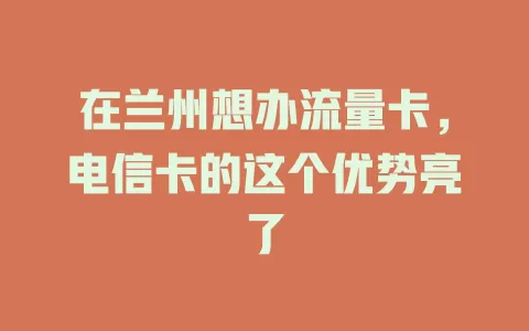 在兰州想办流量卡，电信卡的这个优势亮了