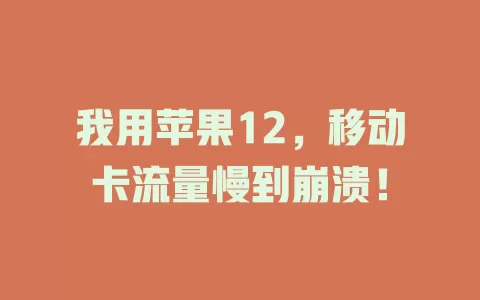 我用苹果12，移动卡流量慢到崩溃！