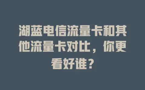 湖蓝电信流量卡和其他流量卡对比，你更看好谁？