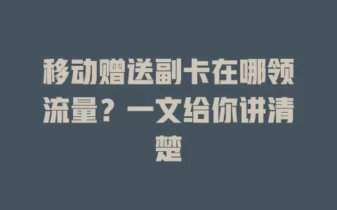 移动赠送副卡在哪领流量？一文给你讲清楚