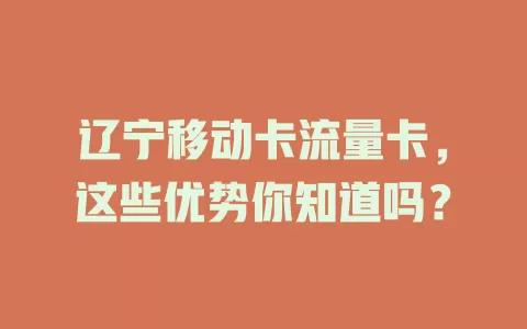辽宁移动卡流量卡，这些优势你知道吗？