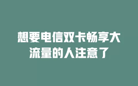 想要电信双卡畅享大流量的人注意了
