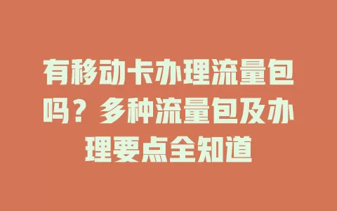有移动卡办理流量包吗？多种流量包及办理要点全知道